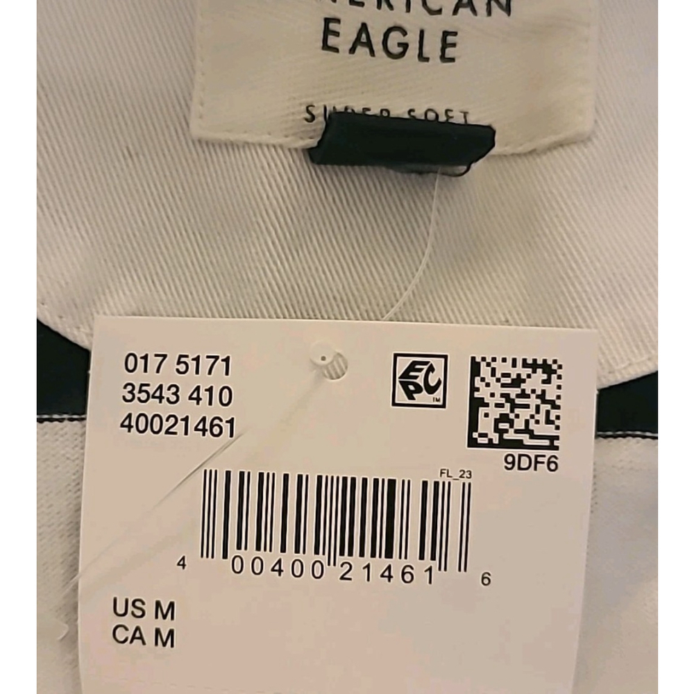 American Eagle Super Soft Long Sleeve Rugby Polo Size Medium Blue White Striped - Picture 9 of 13